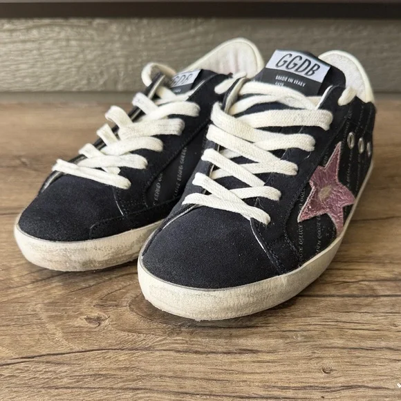 Golden Goose Lilla Women Black and Pink Star Sneakers size 37/7 - Picture 4 of 11